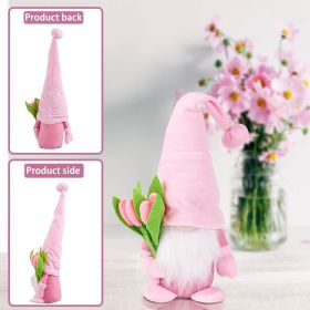 Christmas Gnomes Plush Decoration,Gnome Plush Christmas Decoration Handmade Swedish Dwarf Scandinavian Tomte Elf Gnomes for Home Office Table Decor (Color: Pink)