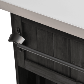 Outdoor Kitchen Island Fir Wood Kitchen Island with Stainless Steel Top, Ample Storage Space, Towel and Spice Racks and a Bottle Opener for Outdo (Color: as Pic)