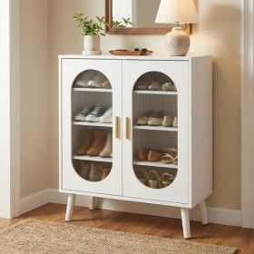 Two-door, Polycarbonate Sheet Shoe Cabinet With Four Internal Layers, USB LED Strip, And 24 Adjustable Buttons. Made Of Particleboard And Polycar (Option: defaulttitle)