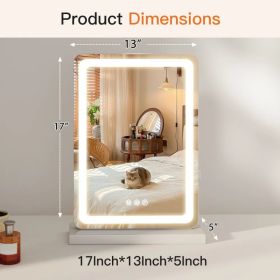 LED Vanity Mirror with Lights Aluminum Frame Bathroom Mirror Dimmable 3 Color Modes Makeup Mirror Memory Function Bedroom (Option: 13" x 17")