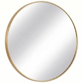 Round Wall Mirror,Bathroom Mirror Shatterproof with Hook,HD Anti-Fog for Over Sink,Entryway,Bedroom,Vanity,Gold 30 Inch (Option: default title)