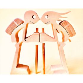DIY Figurine Wood Dog Ornament Sculpture Home Decoration A Man A Dog Wood Sculpture Christmas Gifts Model Decor (Option: 11style)