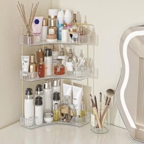 Corner Bathroom Counter Storage Rack 3-tier Bathroom Countertop Storage Rack Cosmetic Storage Rack Dressing Table Perfume Tray (Option: Clear)