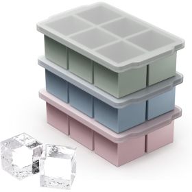 3 Pack Large Silicone Ice Cube Molds With Lids, Reusable Ice Cube Trays For Whisky, Cocktails, Drinks, Beverages & Freezer Storage (Option: MULTI)