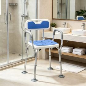 Adjustable Height Padded Shower Chair with Arms And Back Anti-slip Bath Seat for Seniors And Disabled Tool-Free Assembly,299lbs (Option: default title)
