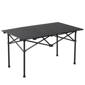 95cm Portable Carbon Steel Camping Table Outdoor Folding Camping Table Portable Ultralight Camping Table Roll-Up Camping Table Folding (Option: Black)