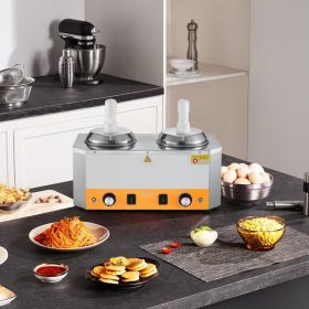 2.4x2 L Electric Cheese Dispenser With Pump Commercial Hot Fudge Warmer 86F-230F (Option: Silver)