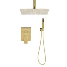 Ceiling Mounted Shower System Combo Set with Handheld and 12"Shower head (Option: As picture)