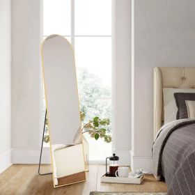 59X16" Full Length Mirror with Stand Floor Mirror with Aluminum Alloy Frame Body Wall-Mounted Mirrors For Bedroom Bathroom (Option: Gold-arched-59IN)