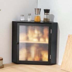 Corner Bread Box For Kitchen Counter Double Layer Bamboo Storage Container Black (Option: Black)