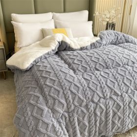 1PC Dual Sided Sherpa Comforter, Thick Warm Fleece Bed Blanket For All Season, Soft Plush Bedding For Bedroom (Option: Grey-80x90 in)