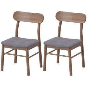Set of 2 Dining Chairs, Upholstered Dining Room Chairs with Rubberwood Legs and Padded Seat for Kitchen, Gray (Option: Gray-896x600x170 mm)