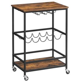 VASAGLE Bar Cart, Serving Cart With Casters, 15.7 X 23.6 X 32.3 Inches (Option: Rustic Brown-60x40x82cm)