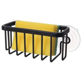 Kitchen And Bathroom Sink Caddy, 6x2.5x2.65 Inch Aluminum Sponge And Soap Holder With Adhesive Mount And Suction Cup, Black (Option: Black)