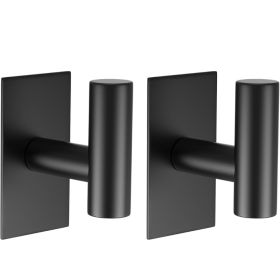 Wall Towel Hooks Heavy Duty Sticky Holder Waterproof Towel Hooks For Hanging Coat Clothes Black 2 Pack (Option: Black)