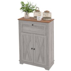 Farmhouse Sideboard Storage Cabinet with Doors and Drawer for Kitchen, Living room, 23.5"x11.75"x34.5", Light Gray (Option: Light Gray-908x374x186 mm)