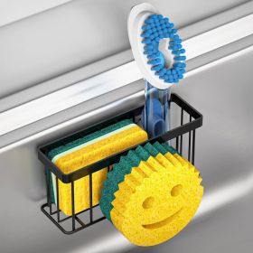 Smiley Face Sponge Holder, Black Sink Organizer With 2 Suction Cups And Adhesive Strips For Sponge, Soap, Dish Brush And Scrubber (Option: MULTI)