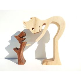 DIY Figurine Wood Dog Ornament Sculpture Home Decoration A Man A Dog Wood Sculpture Christmas Gifts Model Decor (Option: 6style)