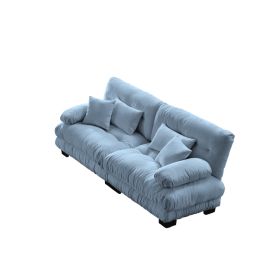 Cloud Couch 2 Seater Sofa for Living Room, Chenille 2 - Seat sofa with 2 Lumbar pillows and 2 throw pillows,Chenille Blue (Option: 50003315)