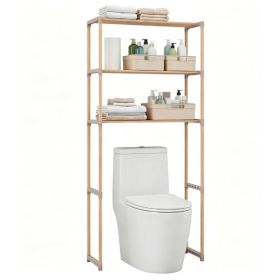 3-Tier Over Toilet Storage Shelf, Solid Pine Wood Bathroom Space-Saving Organizer Rack with Anti-Slip Feet, Tool-Free Assembly Above Toilet Shelv (Option: default title)
