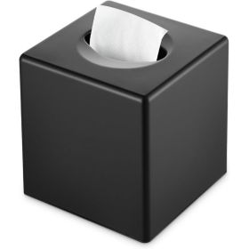 Matte Black Tissue Box Cover, Modern Square Decorative Facial Tissue Holder For Bathroom Vanity, Dresser, Nightstand And Office (Option: Black)
